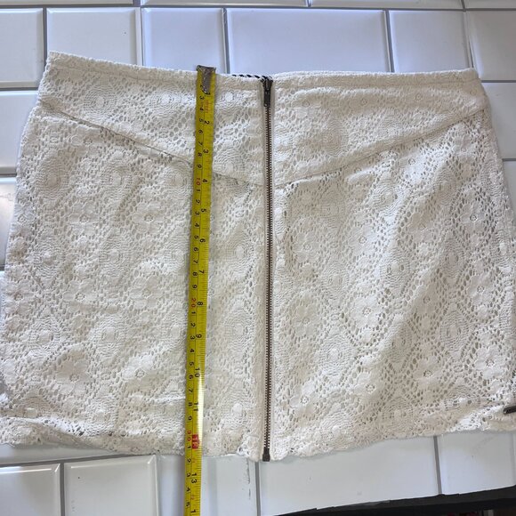 Volcom White Lace Mini Skirt Womens SM (5) Zip Front 90's Y2K Skater Boho - Picture 6 of 8
